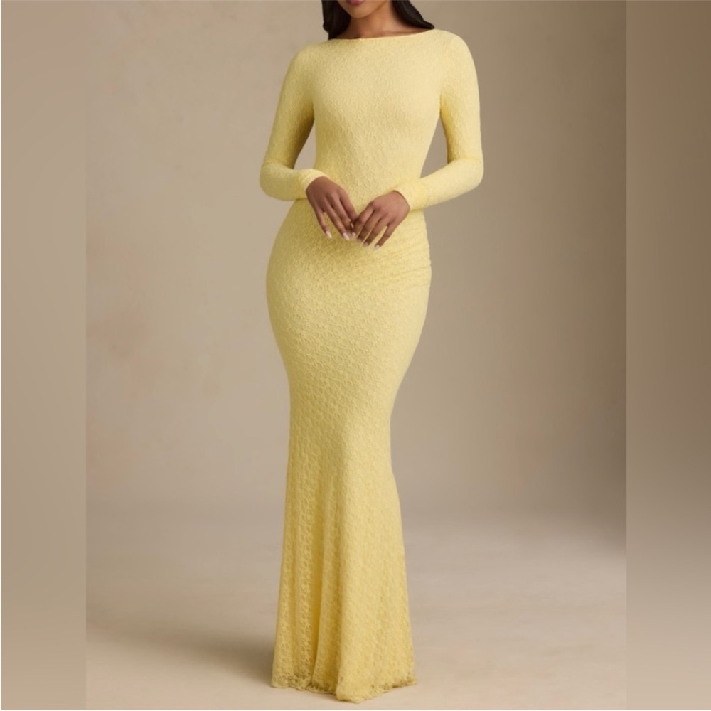 Oh Polly Yellow Long Sleeve Maxi Dress